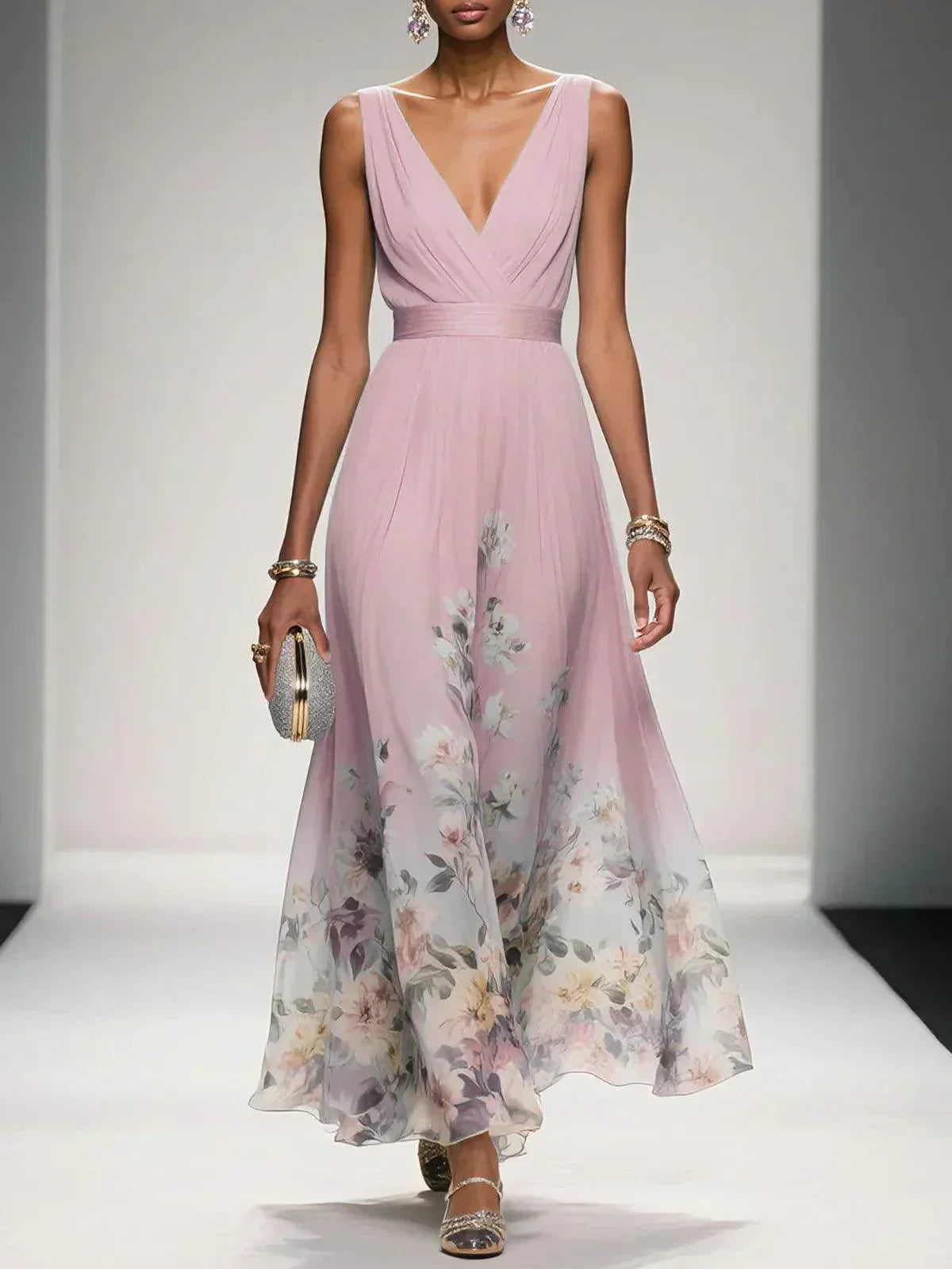 Harper | Blue Floral Wedding Guest Maxi Dress