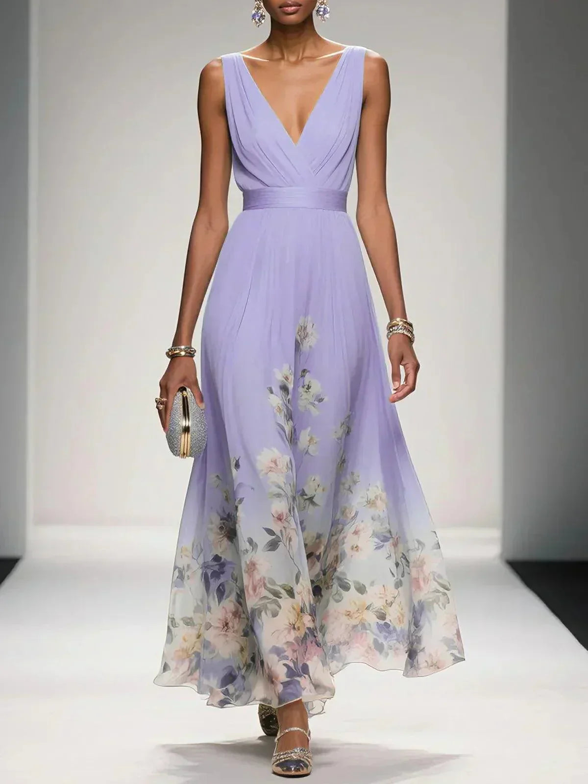 Harper | Blue Floral Wedding Guest Maxi Dress