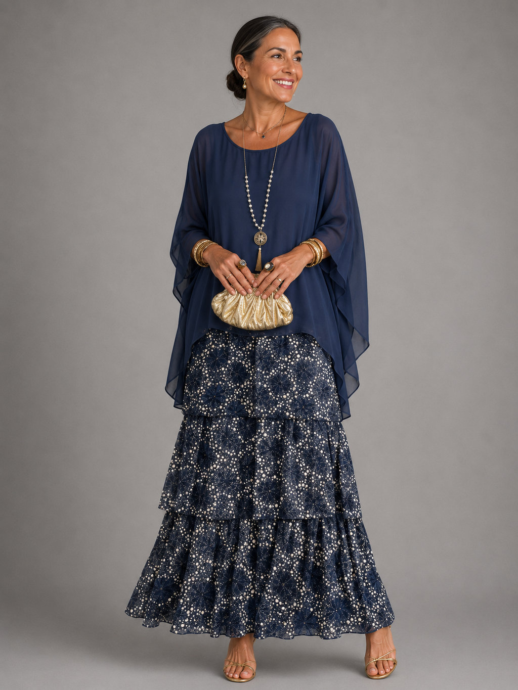 Marceline | Black Bohemian Flutter Maxi Dress