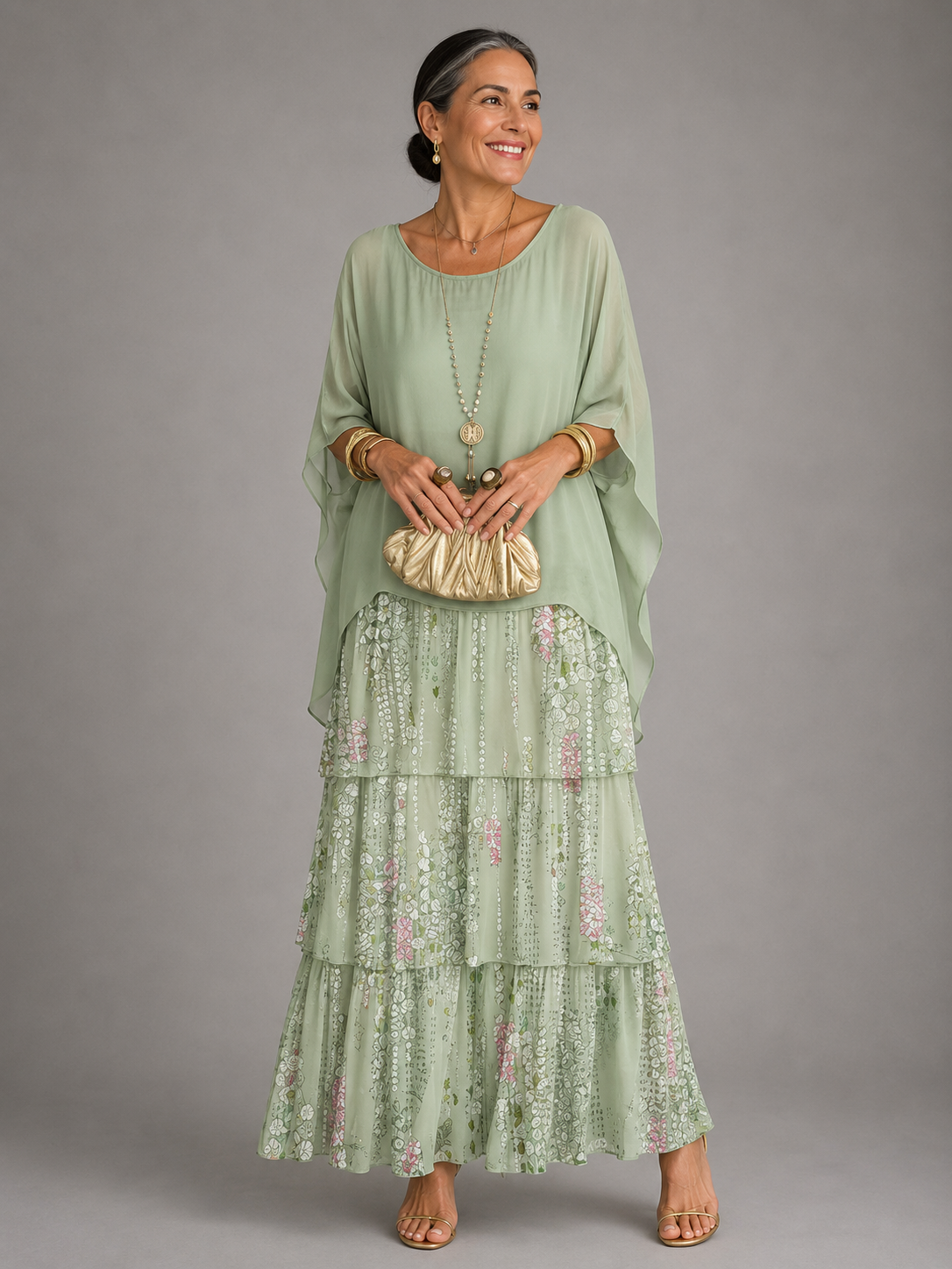 Marceline | Black Bohemian Flutter Maxi Dress