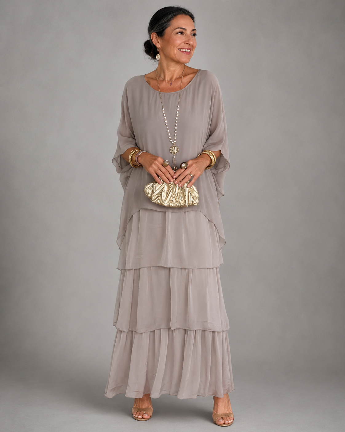 Marceline | Black Bohemian Flutter Maxi Dress