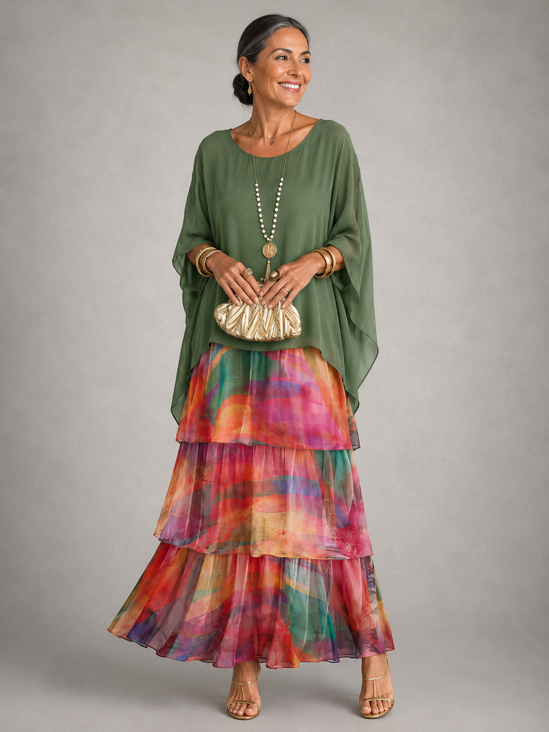 Marceline | Black Bohemian Flutter Maxi Dress
