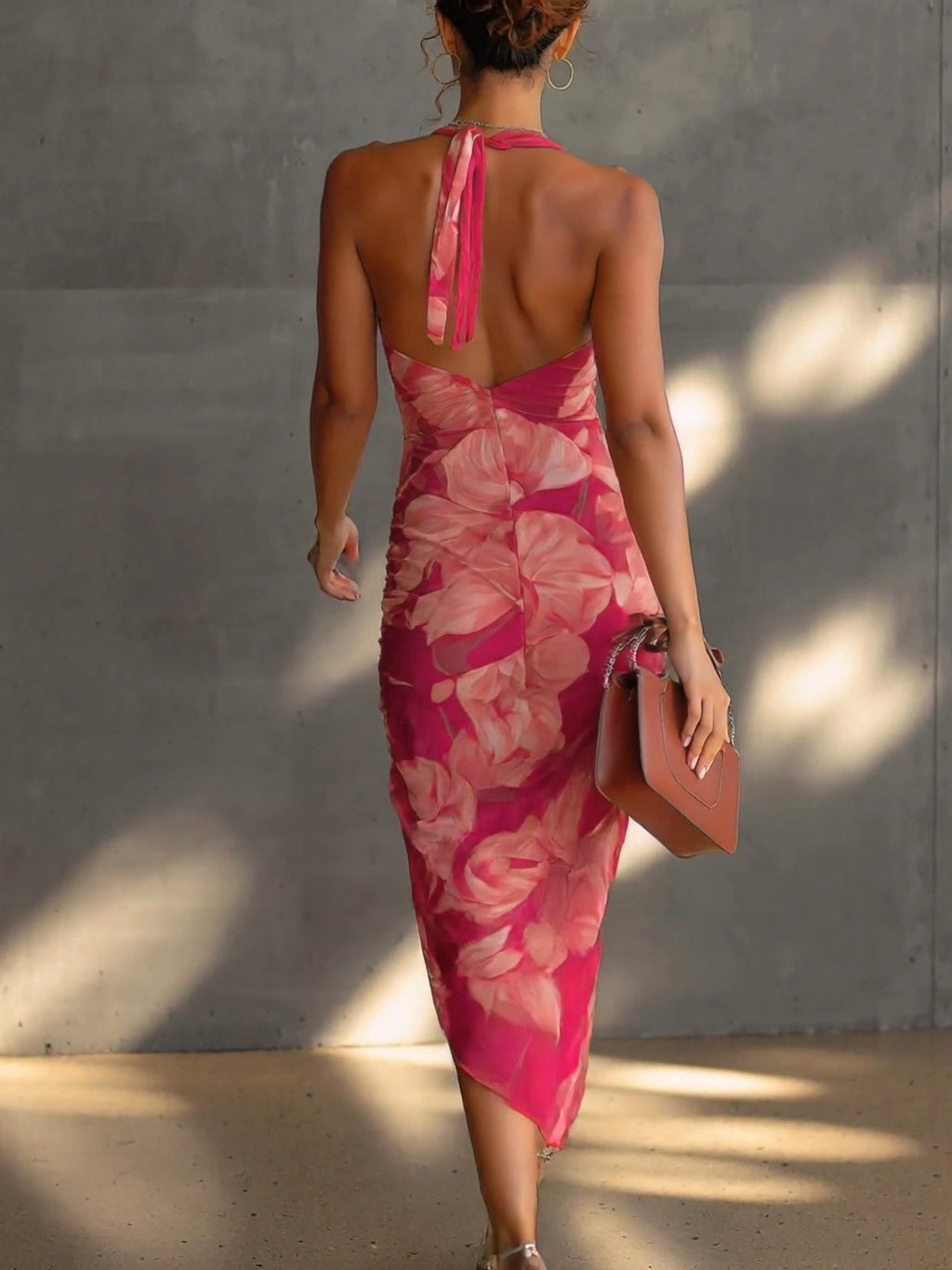 Roxanne | Fuchsia Floral Bodycon Maxi Dress