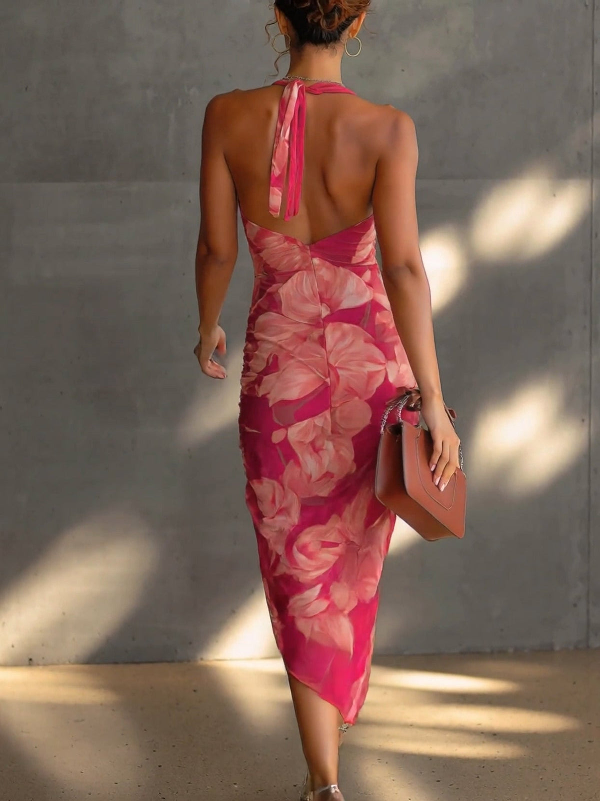 Roxanne | Fuchsia Floral Bodycon Maxi Dress