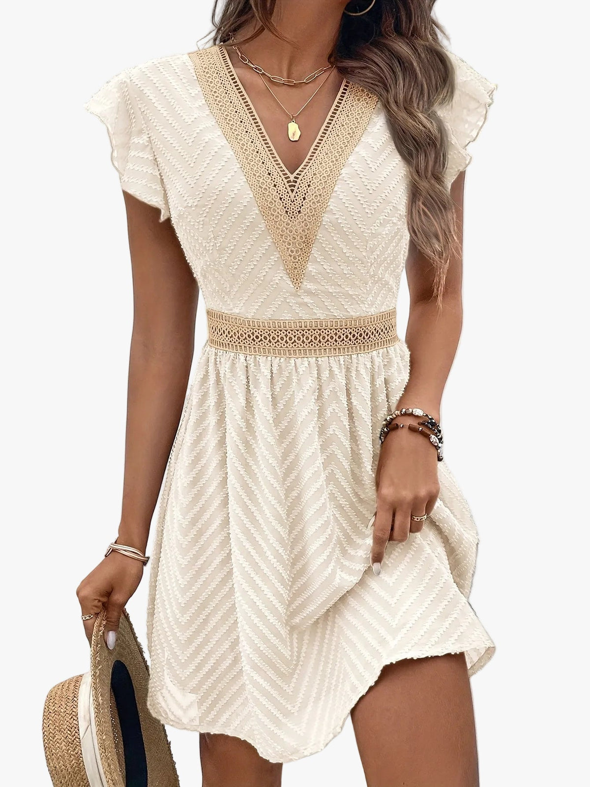 Perpetua | White Flutter Sleeve Mini Dress