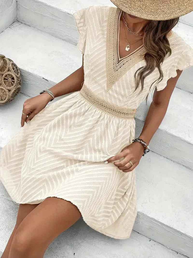 Perpetua | White Flutter Sleeve Mini Dress